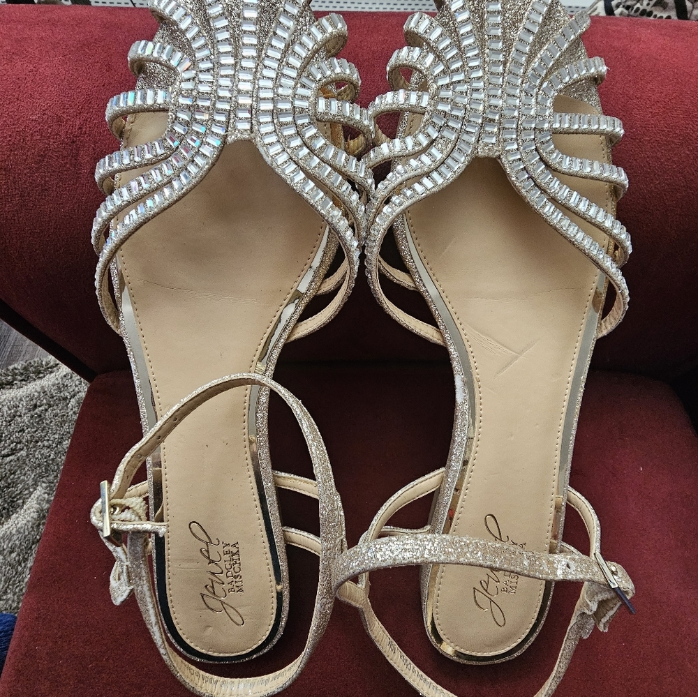 Badgley Mischka Glittering Silver Sandals